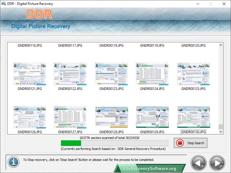 Screenshot of Camera File Recovery Software